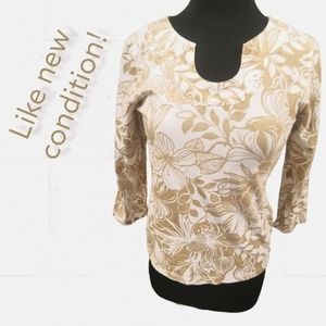 Ruby Rd beige floral top. Like new (small)